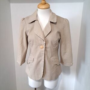 Tension | Beige tan woman's blazer suit coat with light shoulder pads